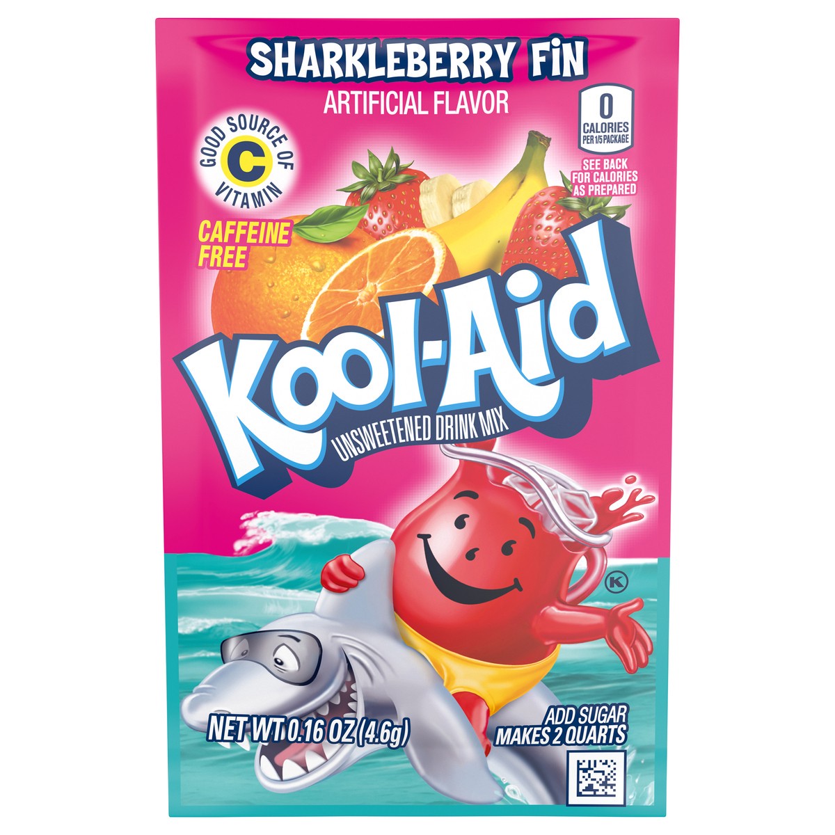 slide 5 of 13, Kool-Aid Unsweetened Sharkleberry Fin Strawberry Orange Punch Artificially Flavored Powdered Soft Drink Mix, 0.16 oz Packet, 0.16 oz