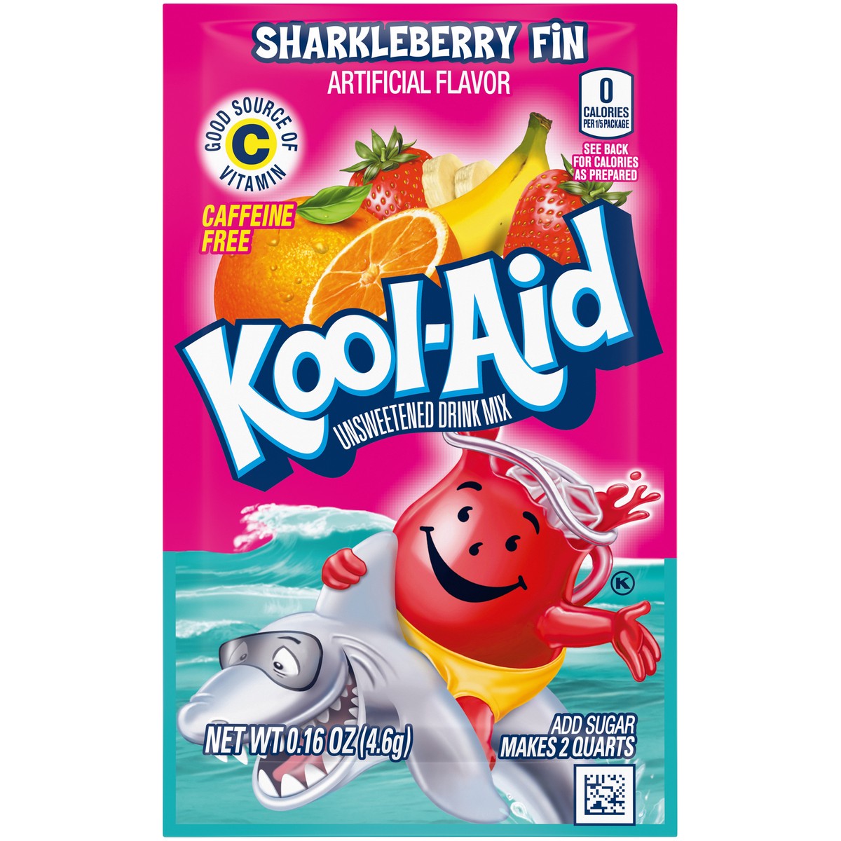 slide 8 of 13, Kool-Aid Unsweetened Sharkleberry Fin Strawberry Orange Punch Artificially Flavored Powdered Soft Drink Mix, 0.16 oz Packet, 0.16 oz