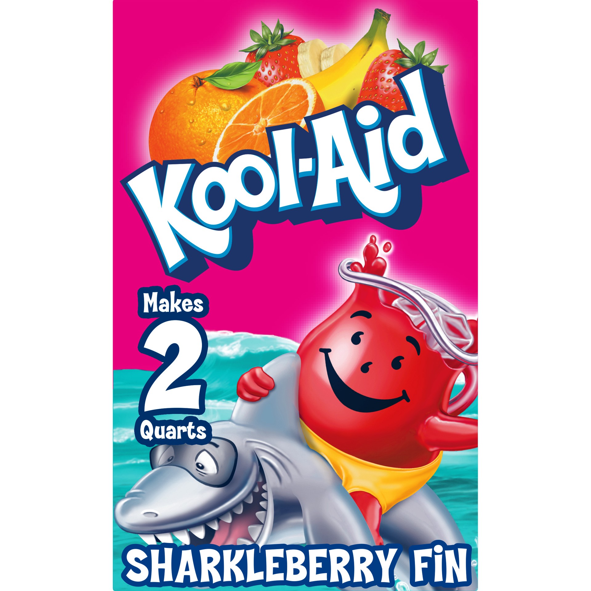 slide 1 of 2, Kool-Aid Unsweetened Sharkleberry Fin Strawberry Orange Punch Artificially Flavored Powdered Soft Drink Mix Packet, 0.16 oz