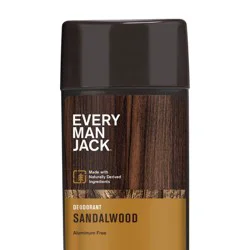 Every Man Jack Sandalwood Aluminum-Free Deodorant for Men, Naturally Derived, 3 oz