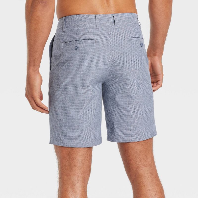 slide 2 of 3, Men's 9" Hybrid Swim Shorts - Goodfellow & Co™ Navy Blue 36: Recycled Polyester, UPF 50+, Stripe Pattern, 1 ct