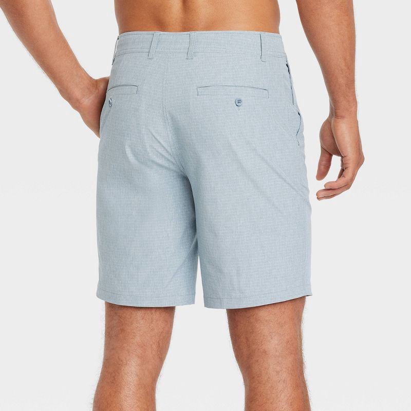 slide 2 of 3, Men's 9" Hybrid Swim Shorts - Goodfellow & Co™ Light Blue 28: Recycled Polyester, Elastane, UPF 50+, Regular Fit, 4-Way Stretch, 1 ct
