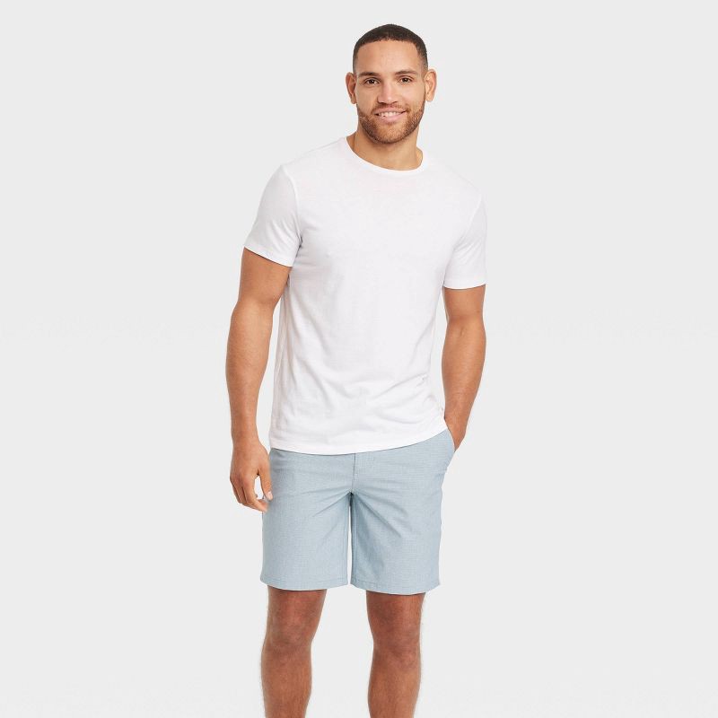 slide 3 of 3, Men's 9" Hybrid Swim Shorts - Goodfellow & Co™ Light Blue 28: Recycled Polyester, Elastane, UPF 50+, Regular Fit, 4-Way Stretch, 1 ct