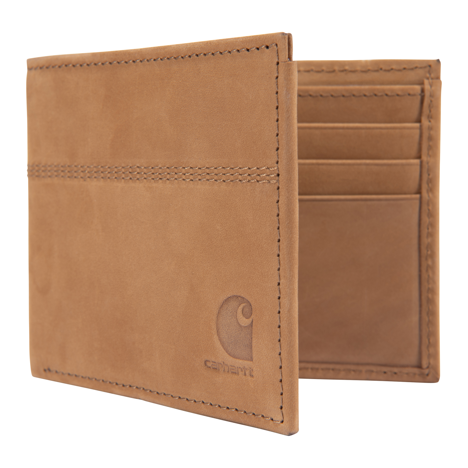 slide 2 of 4, Carhartt Saddle Leather Bifold Wallet, Brown, One Size, One Size