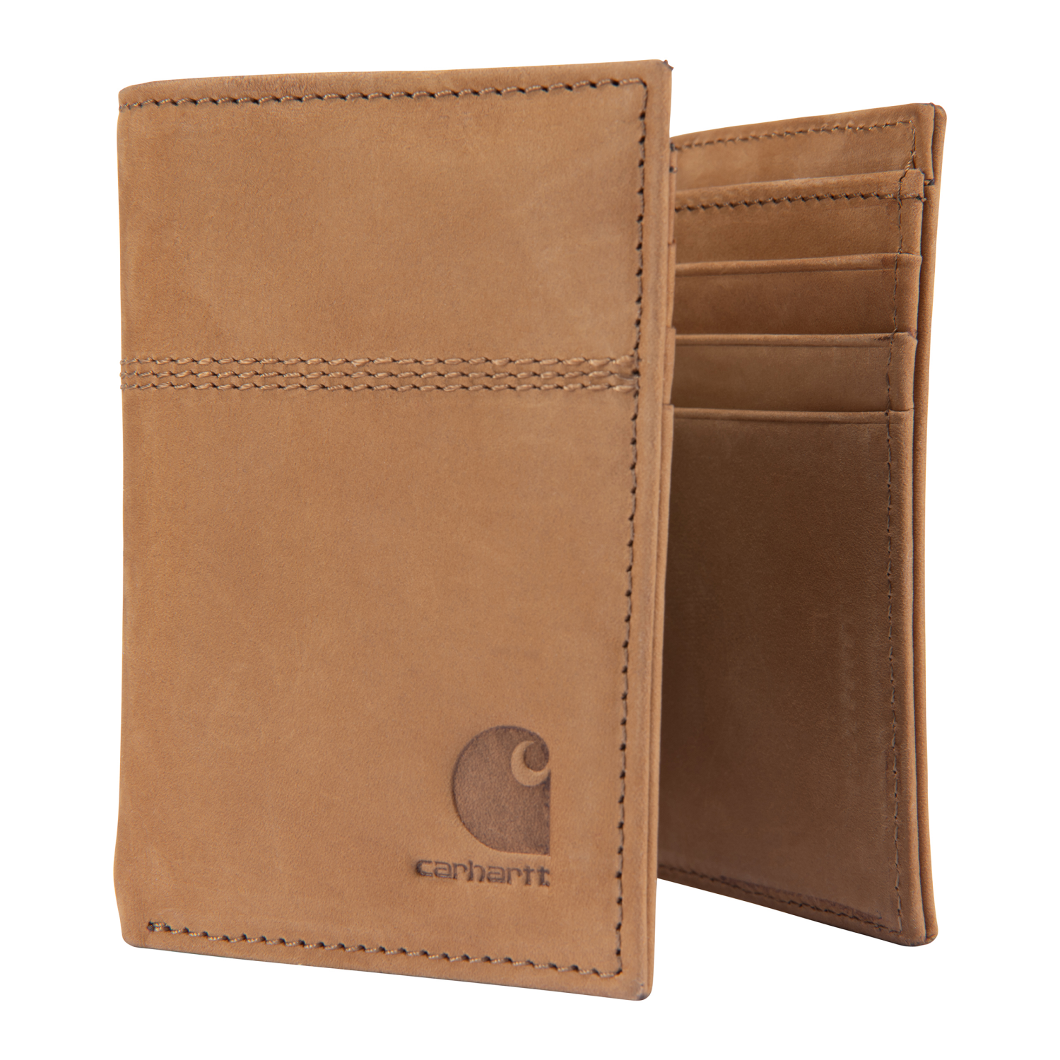 slide 3 of 4, Carhartt Saddle Leather Trifold Wallet, Brown, One Size, One Size