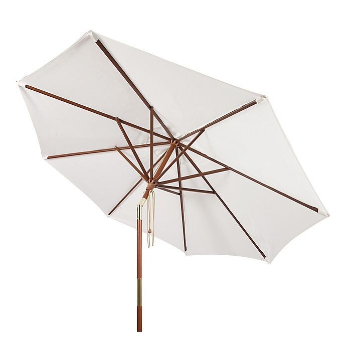 slide 2 of 3, Safavieh UV Resistant Cannes Wooden Market Umbrella, 9 ft