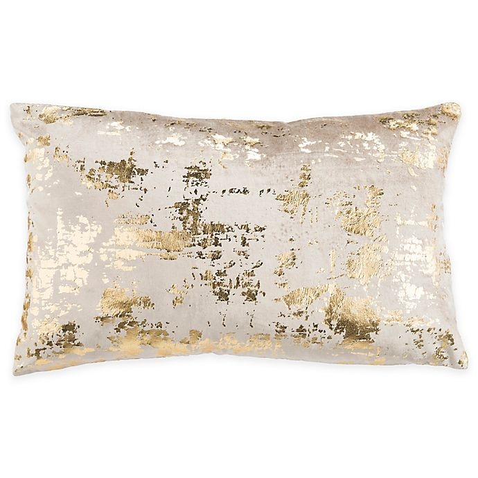 slide 1 of 3, Safavieh Edmee Rectangle Throw Pillow - Beige/Gold, 12 in x 20 in