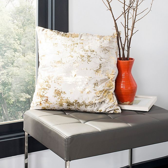 slide 3 of 4, Safavieh Edmee Square Throw Pillow - Beige/Gold, 20 in