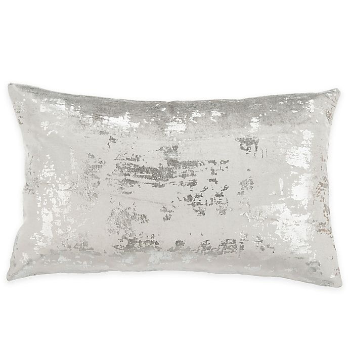 slide 1 of 2, Safavieh Edmee Rectangle Throw Pillow - Light Grey/Silver, 12 in x 20 in