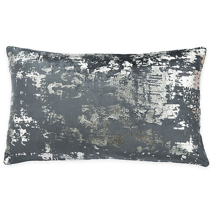 slide 1 of 3, Safavieh Edmee Rectangle Throw Pillow - Medium Blue/Silver, 12 in x 20 in