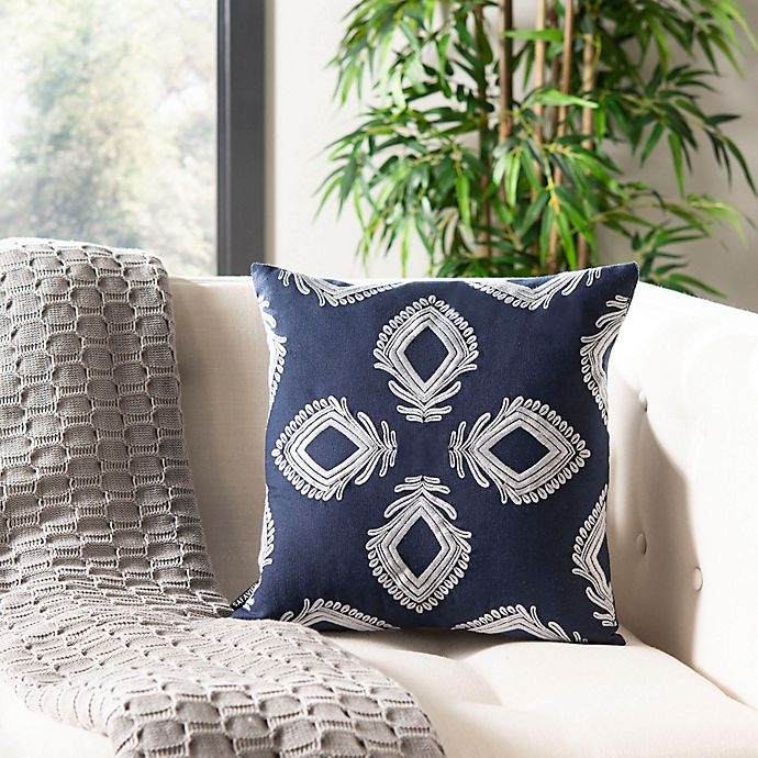 slide 3 of 3, Safavieh Blossom Square Throw Pillow - Navy/Periwinkle, 1 ct