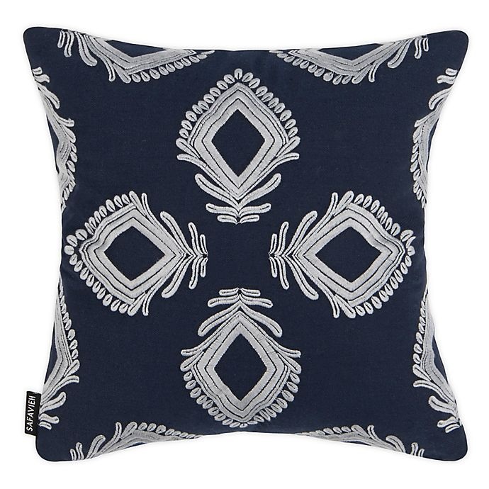 slide 1 of 3, Safavieh Blossom Square Throw Pillow - Navy/Periwinkle, 1 ct