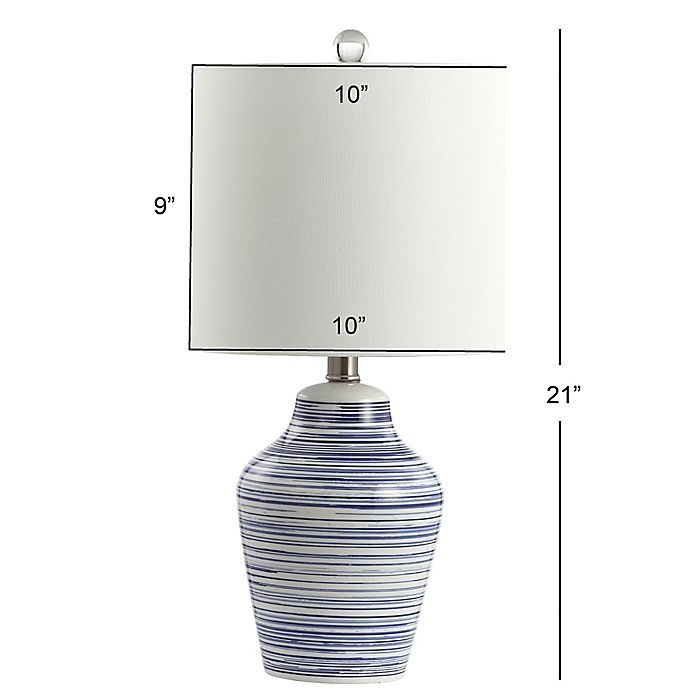 slide 4 of 4, Safavieh Maxton LED Table Lamp - Blue/White with Fabric Lamp Shade, 2 ct