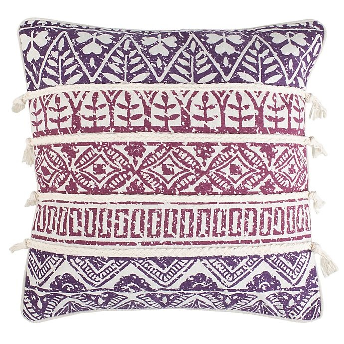 slide 1 of 4, Safavieh Mela Square Throw Pillow - Purple/Beige, 1 ct