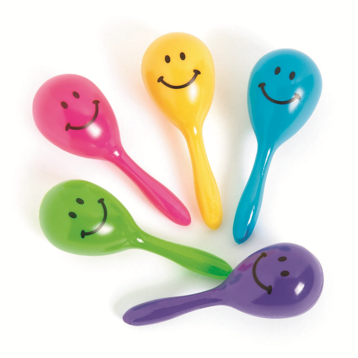 slide 2 of 2, Plastic Smile Face Maracas Assortment, 1 ct