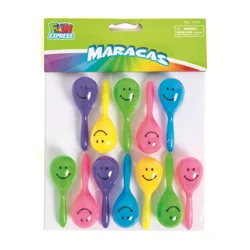 Plastic Smile Face Maracas Assortment