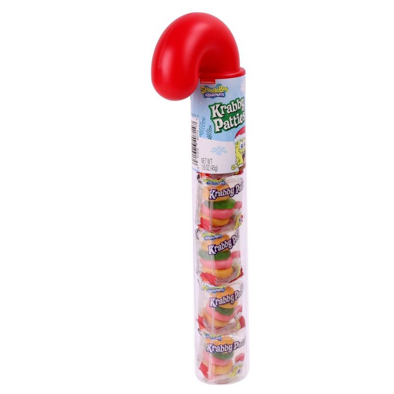 slide 3 of 5, SpongeBob Krabby Patties Cane Tube Christmas Candy - 1.6oz, 1.6 oz