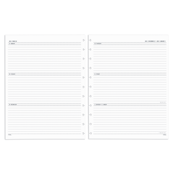 slide 1 of 1, TUL Discbound Weekly/Monthly Refill Pages, Letter Size, 8-1/2" X 11", January To December 2022, TULltfilr-Wm, 1 ct