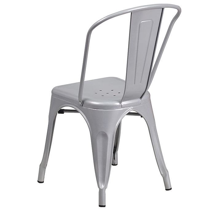 slide 2 of 10, Flash Furniture Indoor/Outdoor Stackable Metal Chair - Silver, 1 ct