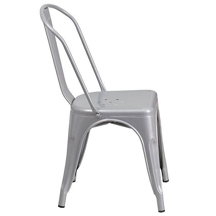 slide 3 of 10, Flash Furniture Indoor/Outdoor Stackable Metal Chair - Silver, 1 ct