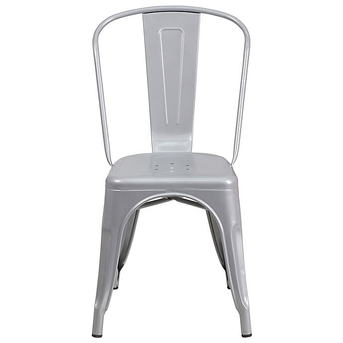 slide 4 of 10, Flash Furniture Indoor/Outdoor Stackable Metal Chair - Silver, 1 ct