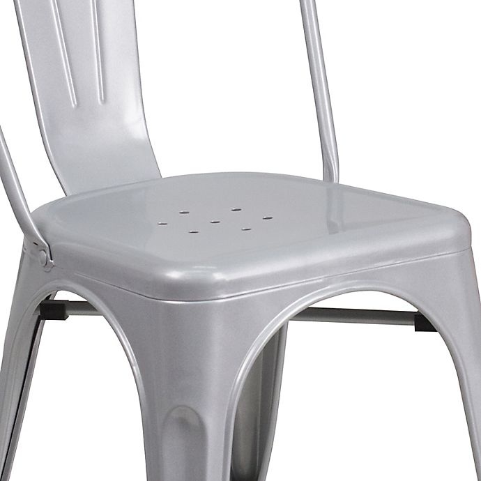 slide 7 of 10, Flash Furniture Indoor/Outdoor Stackable Metal Chair - Silver, 1 ct