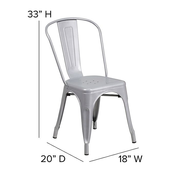 slide 8 of 10, Flash Furniture Indoor/Outdoor Stackable Metal Chair - Silver, 1 ct