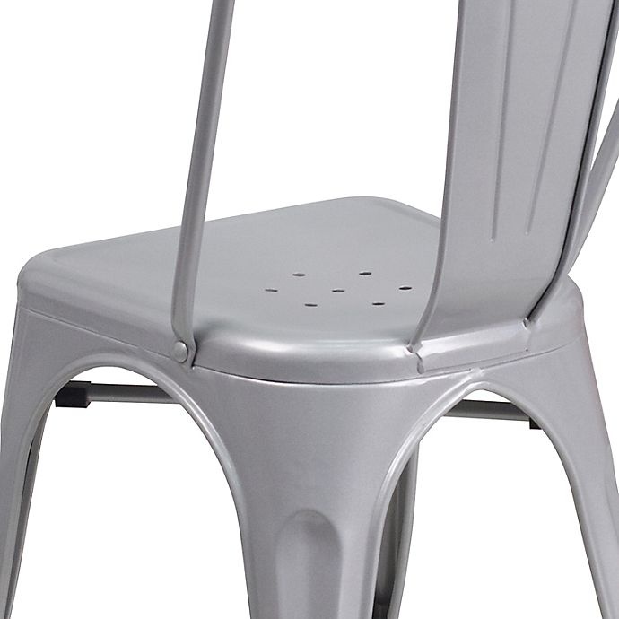 slide 9 of 10, Flash Furniture Indoor/Outdoor Stackable Metal Chair - Silver, 1 ct