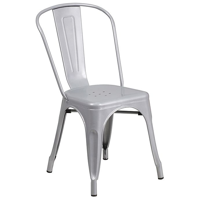 slide 1 of 10, Flash Furniture Indoor/Outdoor Stackable Metal Chair - Silver, 1 ct