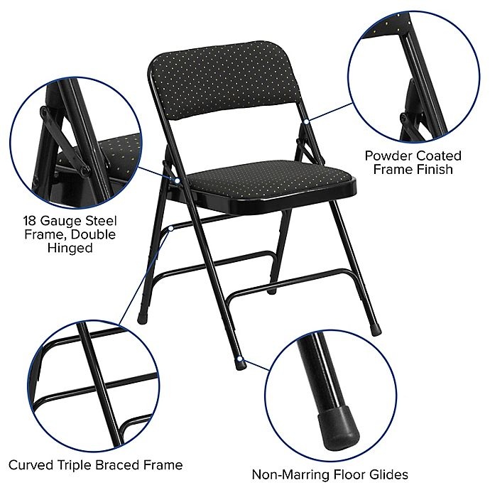 slide 2 of 10, Flash Furniture Fabric Folding Chair - Black, 1 ct