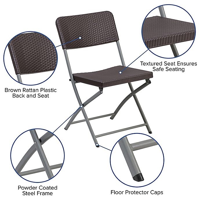 slide 3 of 7, Flash Furniture Rattan Plastic Folding Chair - Brown, 1 ct