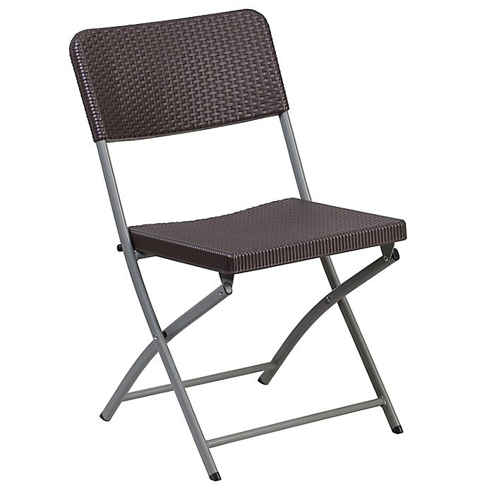 slide 1 of 7, Flash Furniture Rattan Plastic Folding Chair - Brown, 1 ct