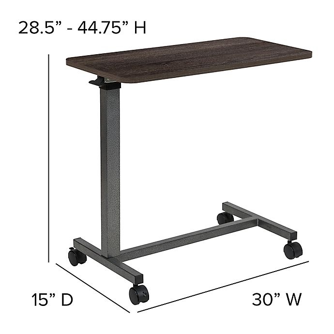 slide 3 of 12, Flash Furniture Overbed Table with Wheels for Home and Hospital, 1 ct