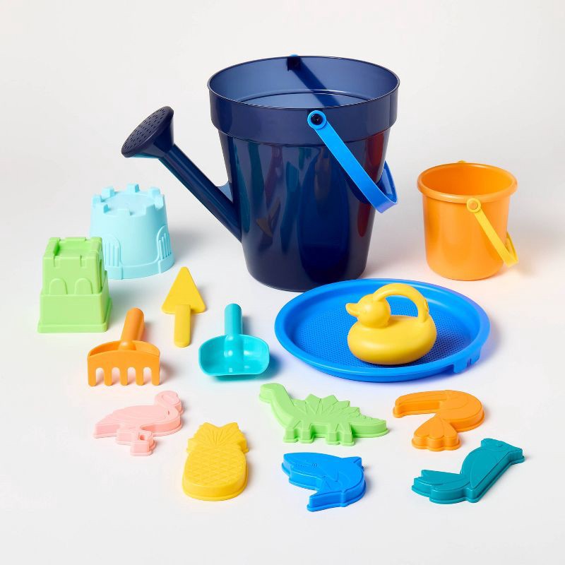 slide 2 of 3, Transparent Water Can Design 15pc Set - Sun Squad™: Sand Beach Toys for Kids, 15 ct