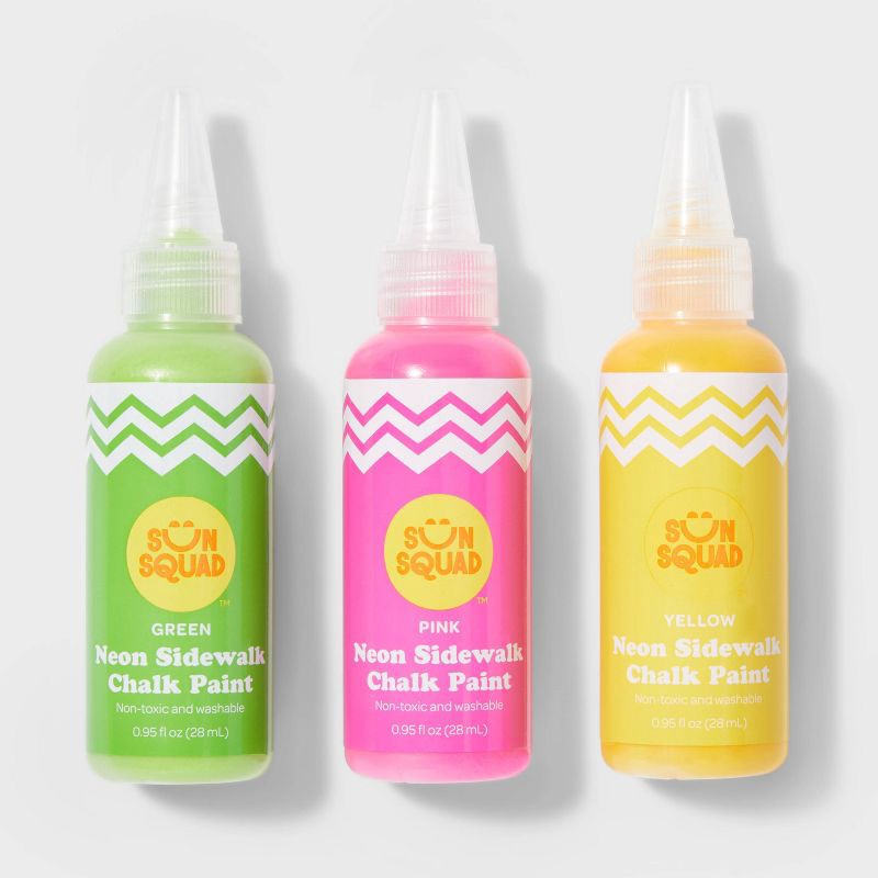 slide 1 of 3, Neon Sidewalk Chalk Paint 3 ct - Sun Squad™: Outdoor Chalk for Kids 4+, 3 ct
