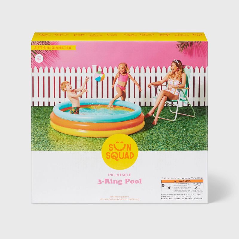 slide 4 of 4, 3-Ring Pool Blue/Orange/Yellow - Sun Squad™, 1 ct