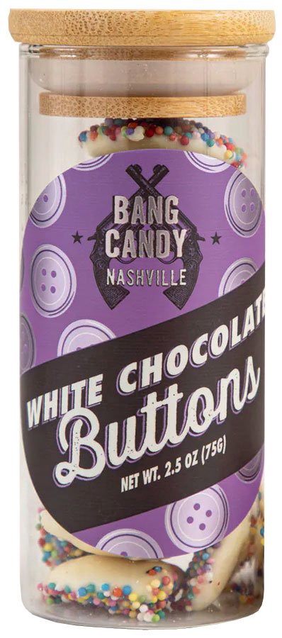 slide 1 of 1, Bang Candy White Chocolate Buttons, 2.5 oz
