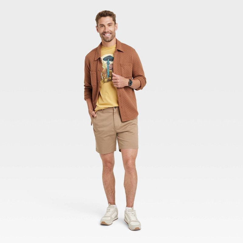 Flat Front Slim Fit Chino Shorts