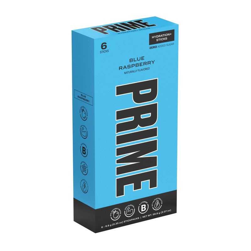 slide 2 of 5, Prime Hydration+ Blue Raspberry Sticks - 6pk/0.35 oz Sticks, 6 ct; 0.35 oz