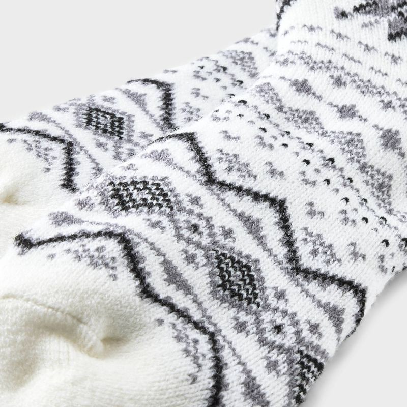 slide 3 of 3, Women's Snowflake Fair Isle Double Lined Cozy Ankle Socks - A New Day Ivory 4-10, 1 ct