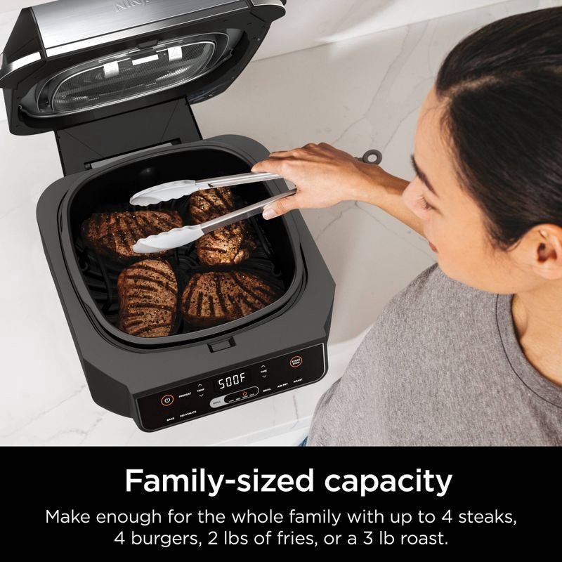 slide 3 of 10, Ninja Foodi 6-in-1 Indoor Grill & Air Fryer - Black/Stainless Steel, 4 qt