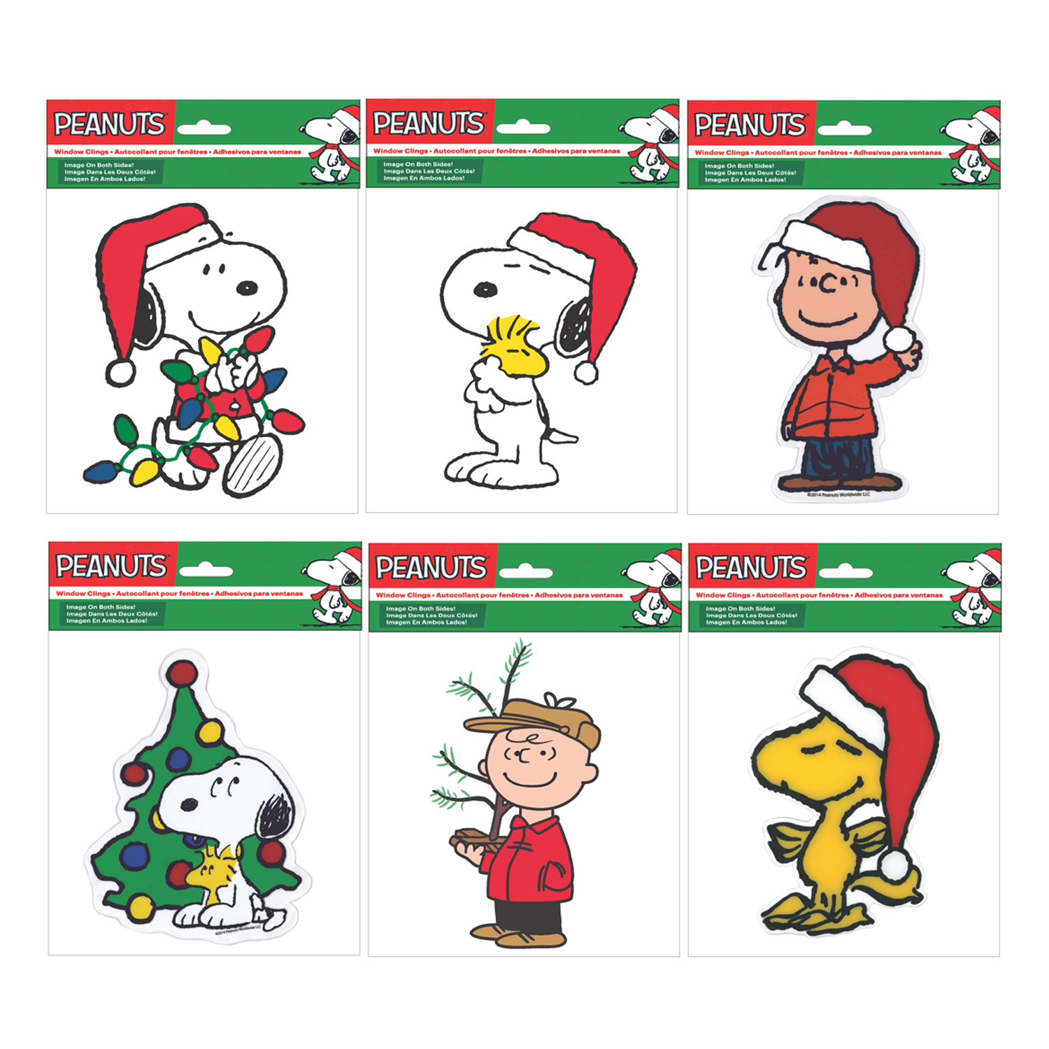slide 1 of 2, Peanuts Christmas Window Clings, 1 ct