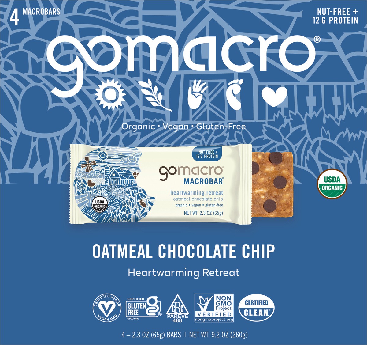 slide 6 of 7, GoMacro Oatmeal Chocolate Chip MacroBar 4ct Multipack, 9.2 oz