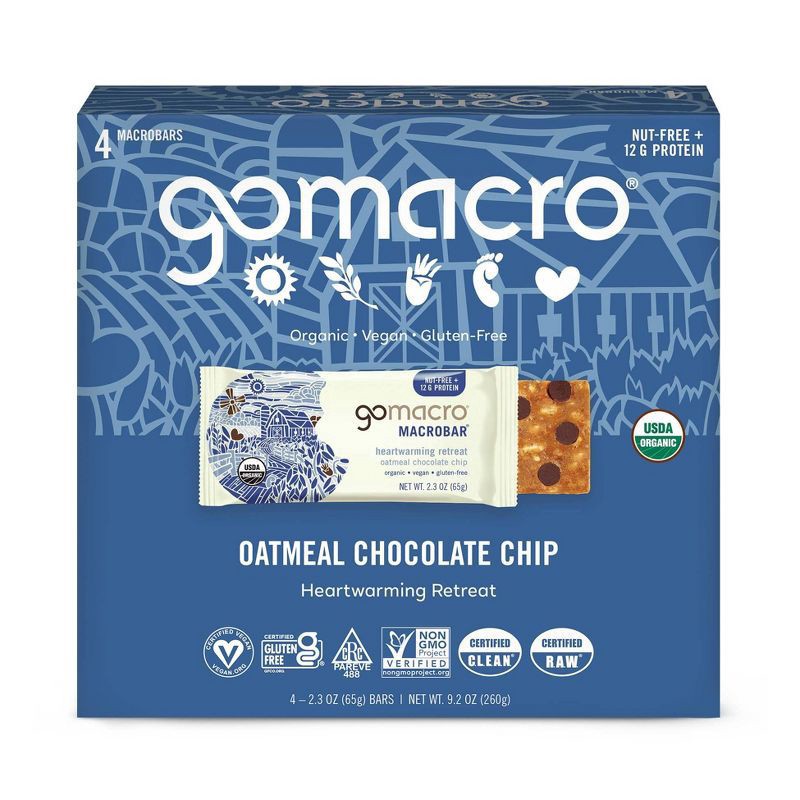 slide 1 of 7, GoMacro Oatmeal Chocolate Chip MacroBar 4ct Multipack, 9.2 oz