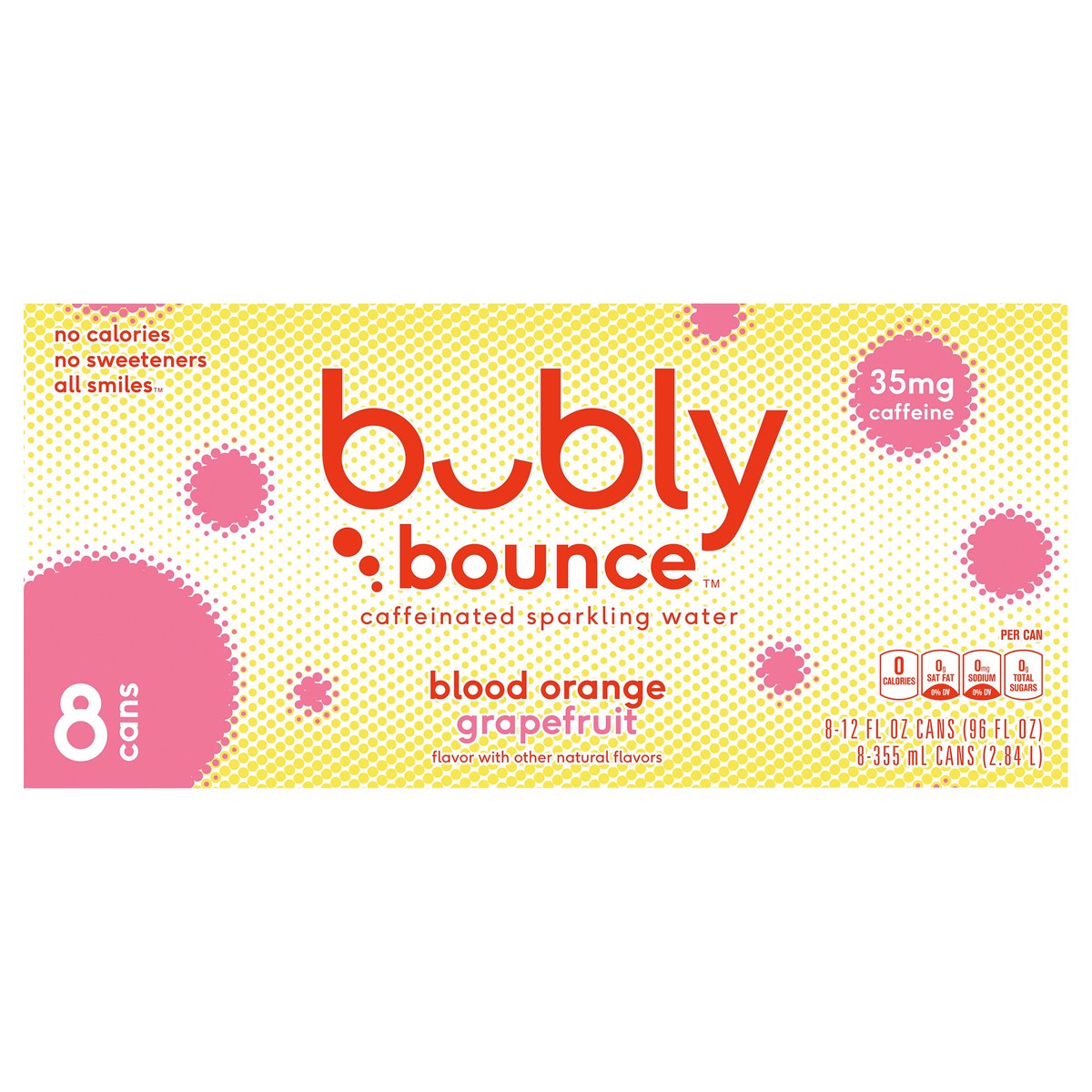 slide 1 of 1, bubly Bounce Caffeinated Sparkling Water, Blood Orange Grapefruit, 8 ct; 12 fl oz