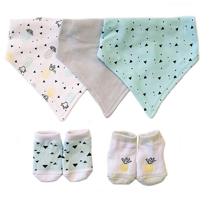 slide 1 of 1, Sterling Baby Pineapple Bandana Bib and Bootie Set - Yellow/Grey, 1 ct