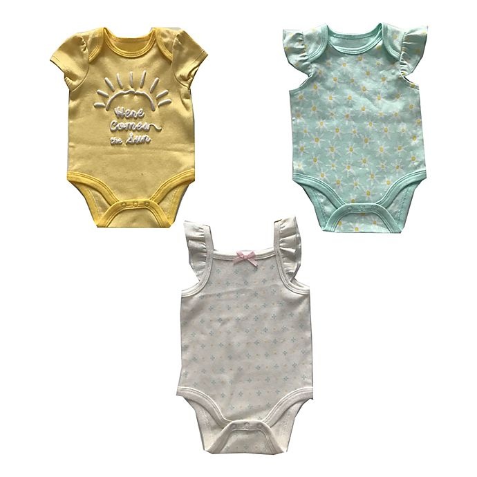 slide 1 of 1, Sterling Baby Preemie Sun Bodysuits - Yellow/Aqua/Cream, 3 ct