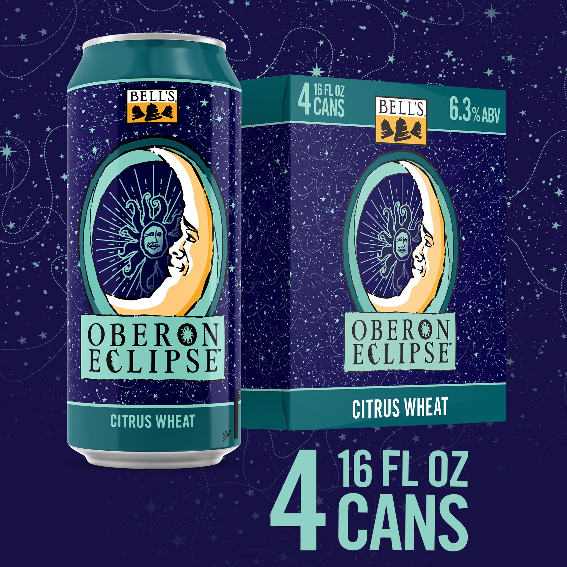 slide 1 of 4, Bell's Oberon Eclipse Citrus Wheat Ale Beer, 4 Pack, 16 fl oz Cans, 4 ct; 16 oz