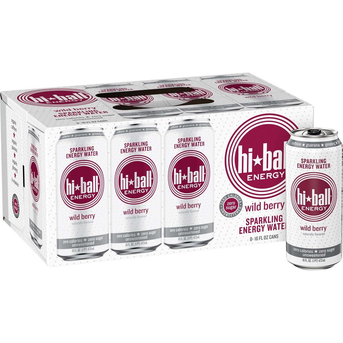 slide 1 of 3, Hiball Energy Wild Berry Sparkling Energy Water - 16 fl oz, 1 ct