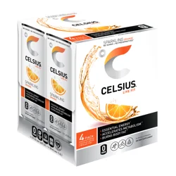 CELSIUS Sparkling Orange, Functional Energy Drink 12 Fl Oz (Pack of 4)